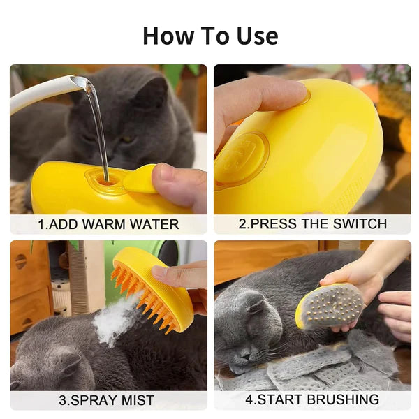 🔥 Seurico™ Patented Exclusive Rechargeable Steam Pet Brush (95°F-113°F) for Pet Bathing